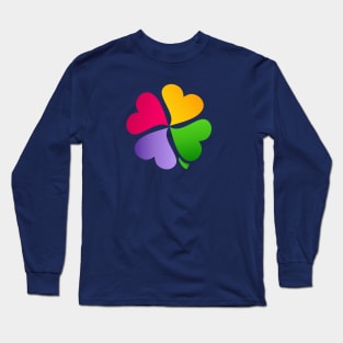 Love Four Leaves Clover Colored Flower Long Sleeve T-Shirt